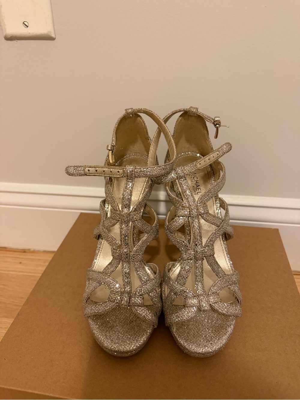 Michael Kors Glitter Strappy Platform Heels Size 7